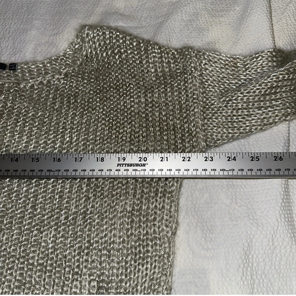Vince Mohair & Silver Metallic Boat Neck Elegant Loose Open Knit Sweater S - Picture 4 of 6
